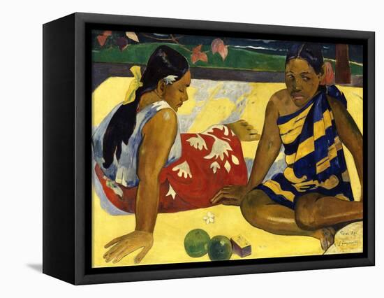 Two Woman of Tahiti. Parau Api (What's New?) 1892-Paul Gauguin-Framed Premier Image Canvas