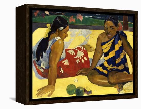 Two Woman of Tahiti. Parau Api (What's New?) 1892-Paul Gauguin-Framed Premier Image Canvas