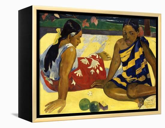 Two Woman of Tahiti. Parau Api (What's New?) 1892-Paul Gauguin-Framed Premier Image Canvas