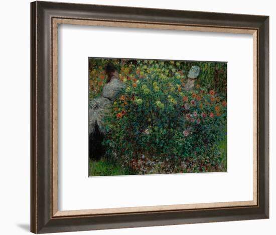 Two Women among the Flowers, 1875-Claude Monet-Framed Giclee Print