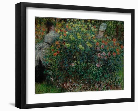 Two Women among the Flowers, 1875-Claude Monet-Framed Giclee Print