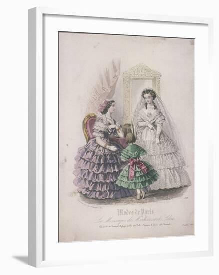 Two Women and a Child Wearing the Latest Fashions, 1860-null-Framed Giclee Print