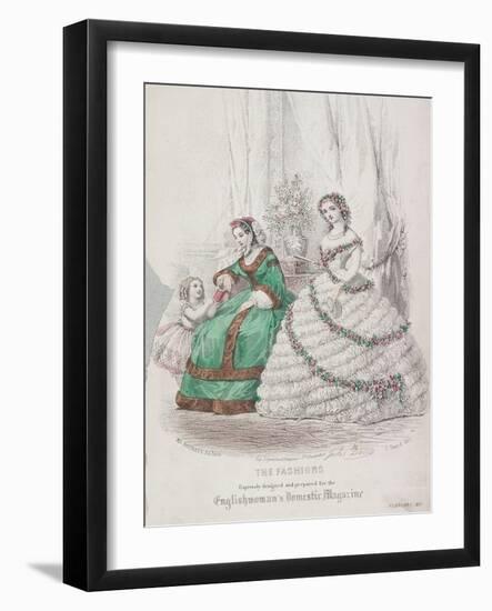 Two Women and a Child Wearing the Latest Fashions, 1861-Jules David-Framed Giclee Print