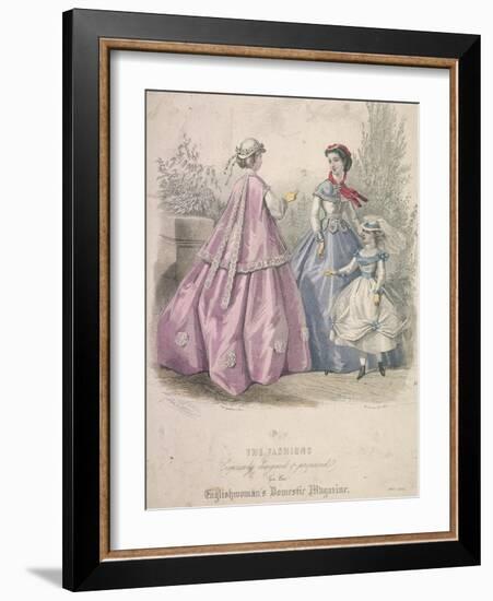 Two Women and a Child Wearing the Latest Fashions, 1866-Jules David-Framed Giclee Print