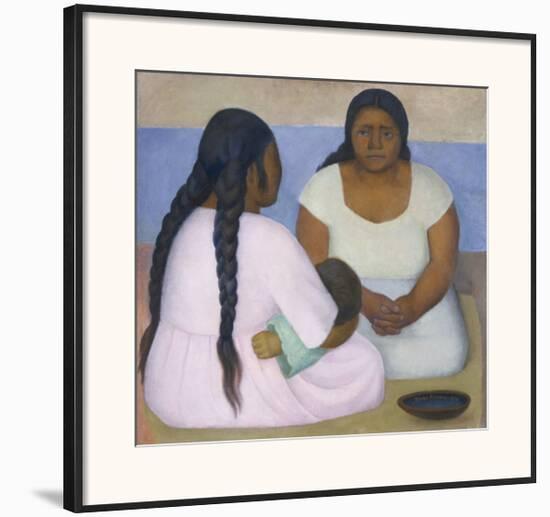 Two Women and a Child-Diego Rivera-Framed Art Print