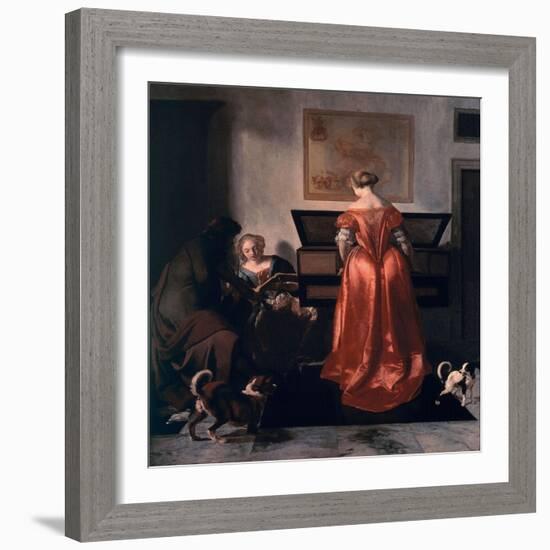 Two Women and a Man Making Music, 1675-80-Jacob Ochtervelt-Framed Giclee Print