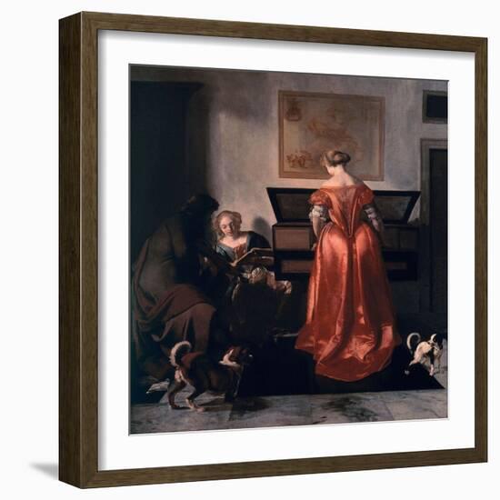 Two Women and a Man Making Music, 1675-80-Jacob Ochtervelt-Framed Giclee Print