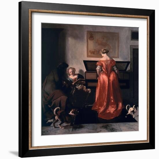 Two Women and a Man Making Music, 1675-80-Jacob Ochtervelt-Framed Giclee Print