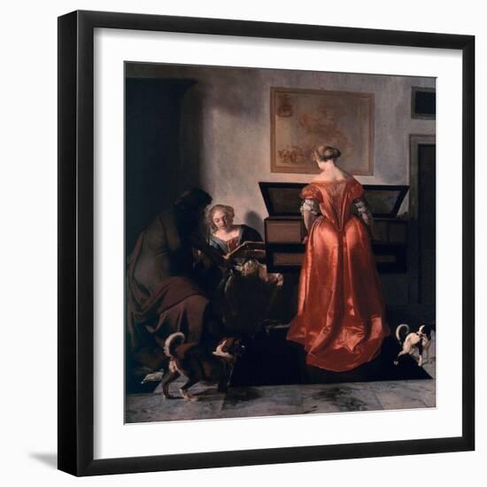 Two Women and a Man Making Music, 1675-80-Jacob Ochtervelt-Framed Giclee Print