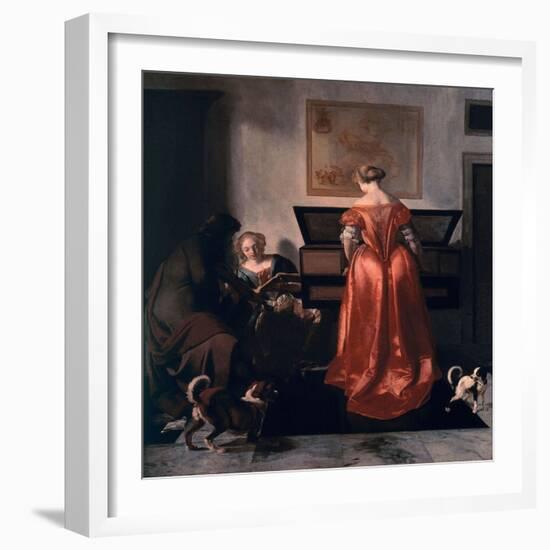 Two Women and a Man Making Music, 1675-80-Jacob Ochtervelt-Framed Giclee Print