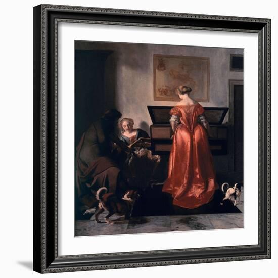 Two Women and a Man Making Music, 1675-80-Jacob Ochtervelt-Framed Giclee Print