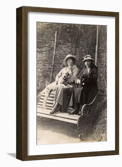 Two Women and their Dogs in a Garden-null-Framed Photographic Print