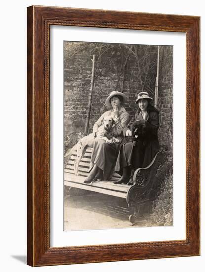 Two Women and their Dogs in a Garden-null-Framed Photographic Print