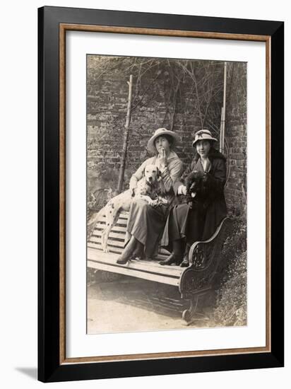 Two Women and their Dogs in a Garden-null-Framed Photographic Print