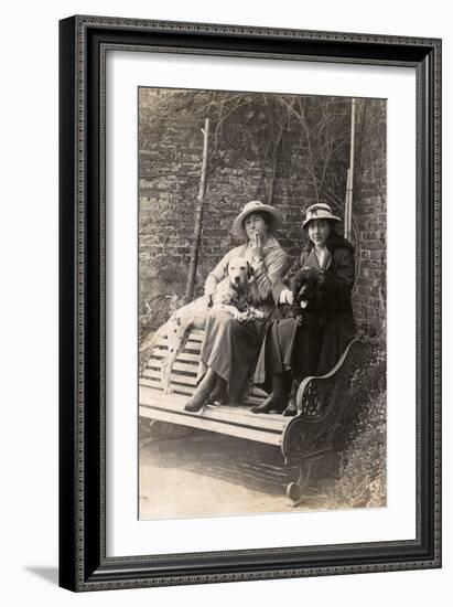 Two Women and their Dogs in a Garden-null-Framed Photographic Print
