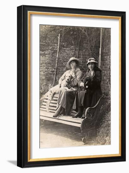 Two Women and their Dogs in a Garden-null-Framed Photographic Print