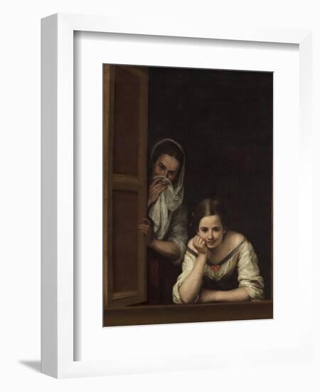 Two Women at a Window, 1655-60-Bartolomé Esteban Murillo-Framed Art Print