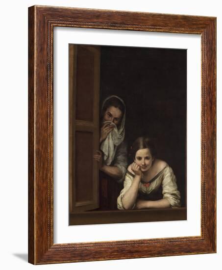 Two Women at a Window, 1655-60-Bartolomé Esteban Murillo-Framed Art Print
