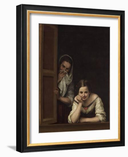 Two Women at a Window, 1655-60-Bartolomé Esteban Murillo-Framed Art Print