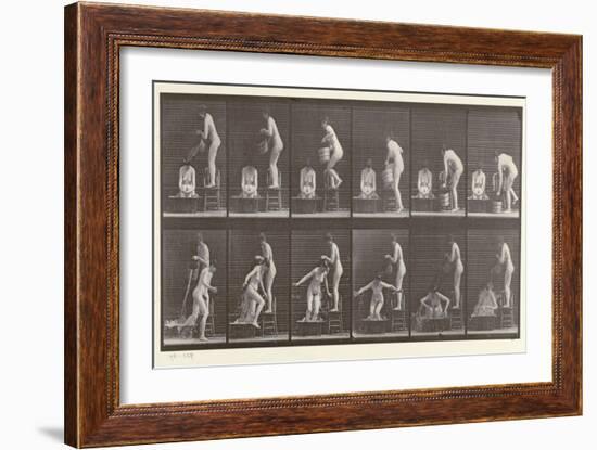 Two Women Bathing, Plate 406 from 'Animal Locomotion', 1887-Eadweard Muybridge-Framed Giclee Print