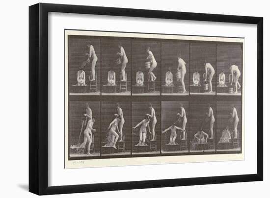 Two Women Bathing, Plate 406 from 'Animal Locomotion', 1887-Eadweard Muybridge-Framed Giclee Print