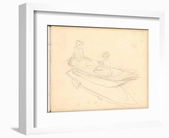 Two Women Boating on the Epte (Pencil on Paper)-Claude Monet-Framed Giclee Print