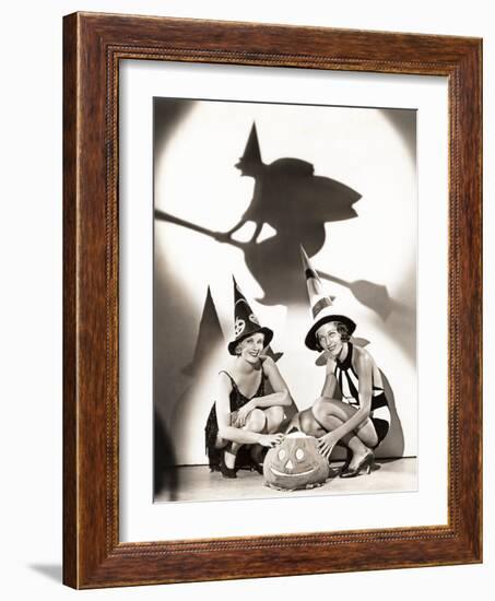 Two Women Celebrate a Bewitching Halloween-null-Framed Photo