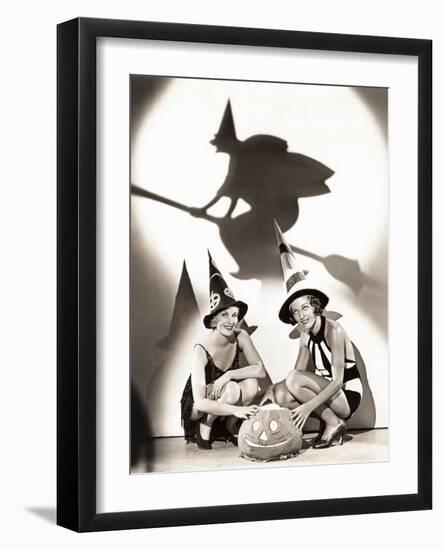 Two Women Celebrate a Bewitching Halloween-null-Framed Photo