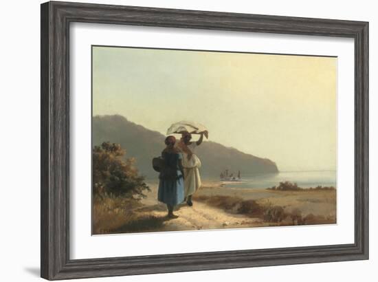 Two Women Chatting by the Sea, St. Thomas, 1856-Camille Pissarro-Framed Art Print