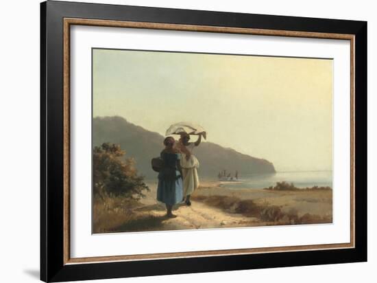 Two Women Chatting by the Sea, St. Thomas, 1856-Camille Pissarro-Framed Art Print