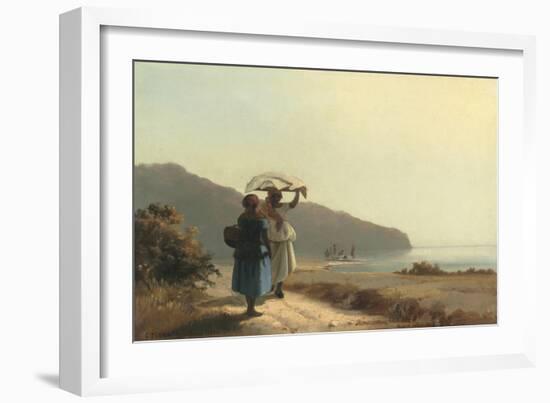 Two Women Chatting by the Sea, St. Thomas, 1856-Camille Pissarro-Framed Art Print