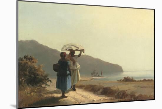 Two Women Chatting by the Sea, St. Thomas, 1856-Camille Pissarro-Mounted Art Print