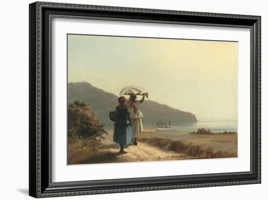 Two Women Chatting by the Sea, St. Thomas, 1856-Camille Pissarro-Framed Art Print