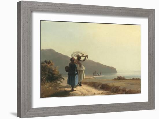 Two Women Chatting by the Sea, St. Thomas, 1856-Camille Pissarro-Framed Premium Giclee Print