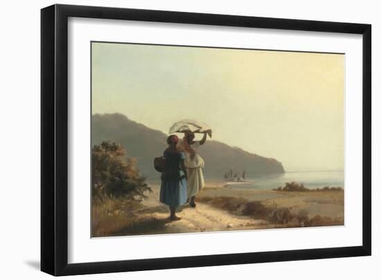 Two Women Chatting by the Sea, St. Thomas, 1856-Camille Pissarro-Framed Premium Giclee Print