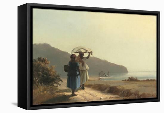 Two Women Chatting by the Sea, St. Thomas, 1856-Camille Pissarro-Framed Stretched Canvas