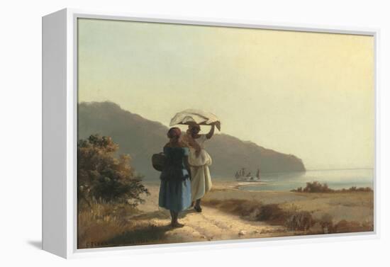 Two Women Chatting by the Sea, St. Thomas, 1856-Camille Pissarro-Framed Stretched Canvas