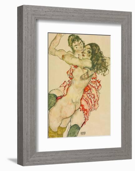 Two Women Embracing-Egon Schiele-Framed Art Print