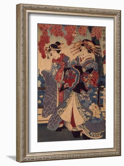 Two Women in a Flower Garden, by Utagawa Kunisada-Utagawa Kunisada-Framed Giclee Print