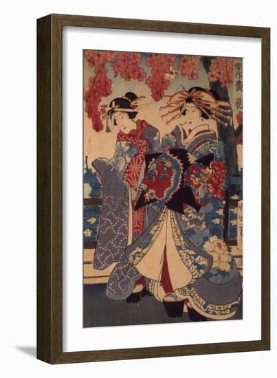 Two Women in a Flower Garden, by Utagawa Kunisada-Utagawa Kunisada-Framed Giclee Print