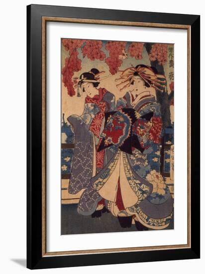 Two Women in a Flower Garden, by Utagawa Kunisada-Utagawa Kunisada-Framed Giclee Print