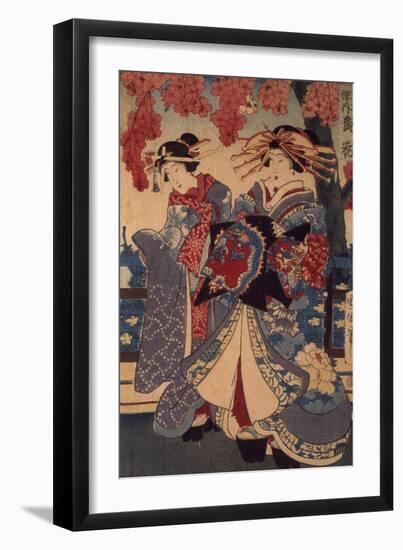 Two Women in a Flower Garden, by Utagawa Kunisada-Utagawa Kunisada-Framed Giclee Print