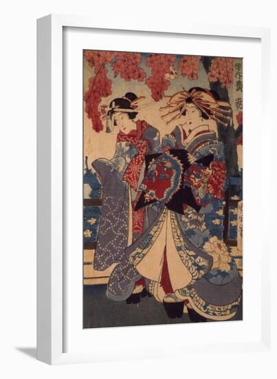 Two Women in a Flower Garden, by Utagawa Kunisada-Utagawa Kunisada-Framed Giclee Print