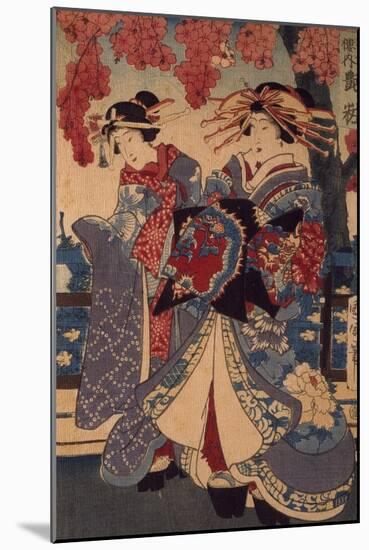 Two Women in a Flower Garden, by Utagawa Kunisada-Utagawa Kunisada-Mounted Giclee Print