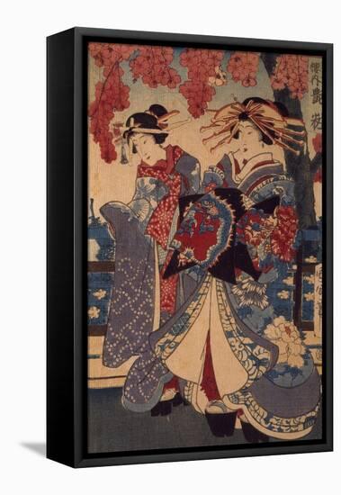 Two Women in a Flower Garden, by Utagawa Kunisada-Utagawa Kunisada-Framed Premier Image Canvas