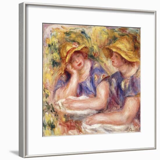 Two Women in Blue Dresses (The Two Sisters); Deux Femmes En Corsage Bleu (Les Deux Soeurs), 1919-Pierre-Auguste Renoir-Framed Giclee Print