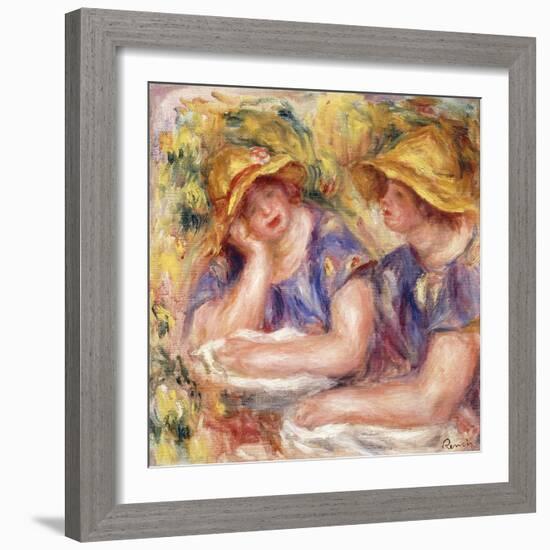 Two Women in Blue Dresses (The Two Sisters); Deux Femmes En Corsage Bleu (Les Deux Soeurs), 1919-Pierre-Auguste Renoir-Framed Giclee Print