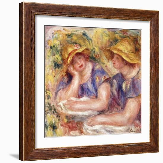 Two Women in Blue Dresses (The Two Sisters); Deux Femmes En Corsage Bleu (Les Deux Soeurs), 1919-Pierre-Auguste Renoir-Framed Giclee Print