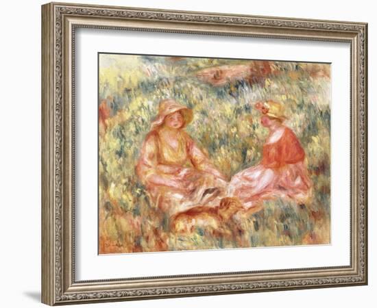 Two Women in the Grass, C.1910-Pierre-Auguste Renoir-Framed Giclee Print