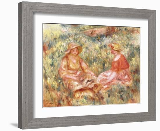 Two Women in the Grass, C.1910-Pierre-Auguste Renoir-Framed Giclee Print